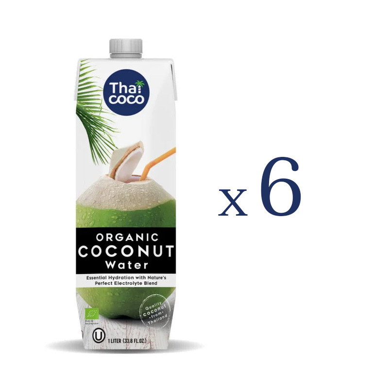 Bioloģiskais Thai Coco kokosriekstu ūdens 1000 ml x 6 gab. (kastē)