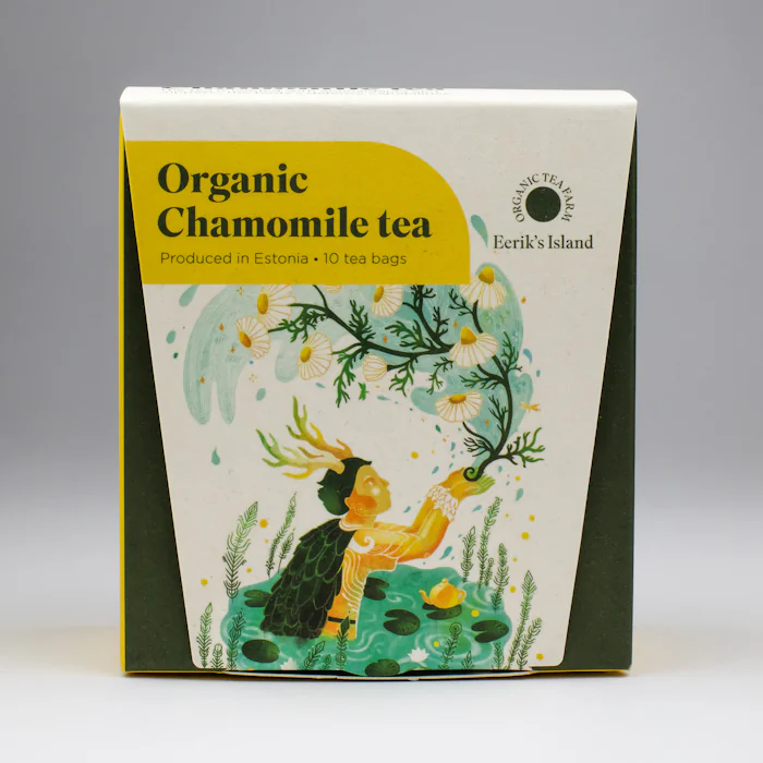 Bioloģiska kumelīšu tēja piramīdas tējas maisiņos